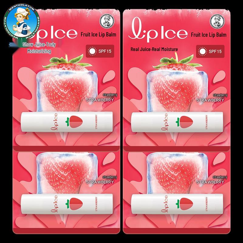 Mentholatum Fruity Ice Strawberry Lip Balm 4-Pack
