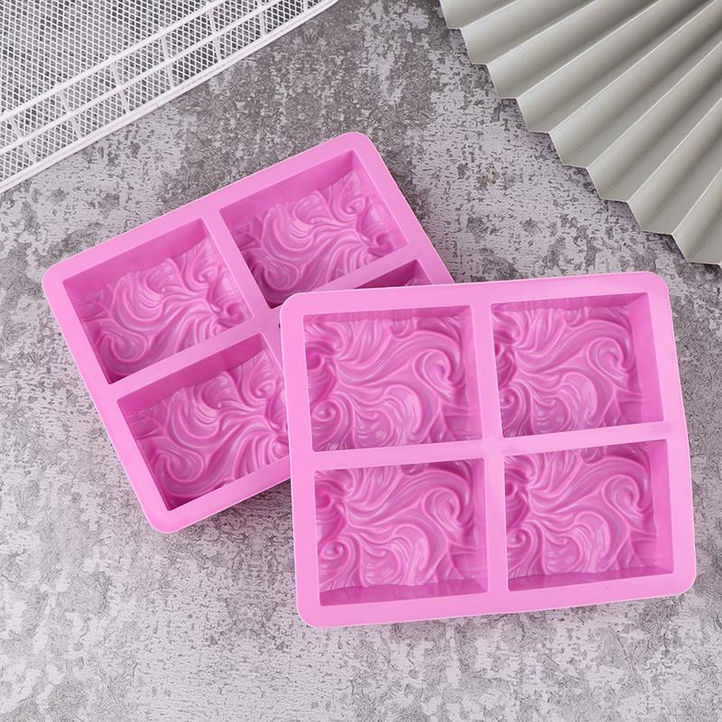 4-Kammer Wellenmuster Silikonform 3D Handgemachte Seifenform Schokoladenkuchen Dekoration Küche Backform