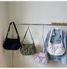 Solid Color Ruched Design Ladies Nyl Cloth Shoulder Bags Large Capacity Female Crossbody Bag Sweet Bow Strap Women's Handbags