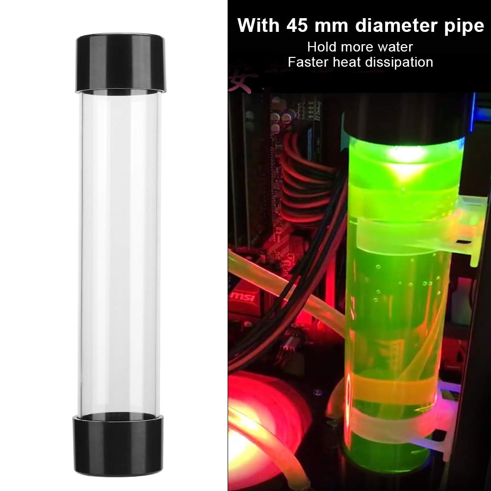 Computer Water Tank, 240mm Transparent Cylindrical Computer Water Cooling Tank, Practical Water Cooling Device with G14 Thread, Computer Accessories