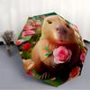 1pc Capybara Flower Automatic Folding Umbrella, 8-Rib Iron Frame, Casual Outdoor Accessory for Birthday Festival Gifts yy251128190