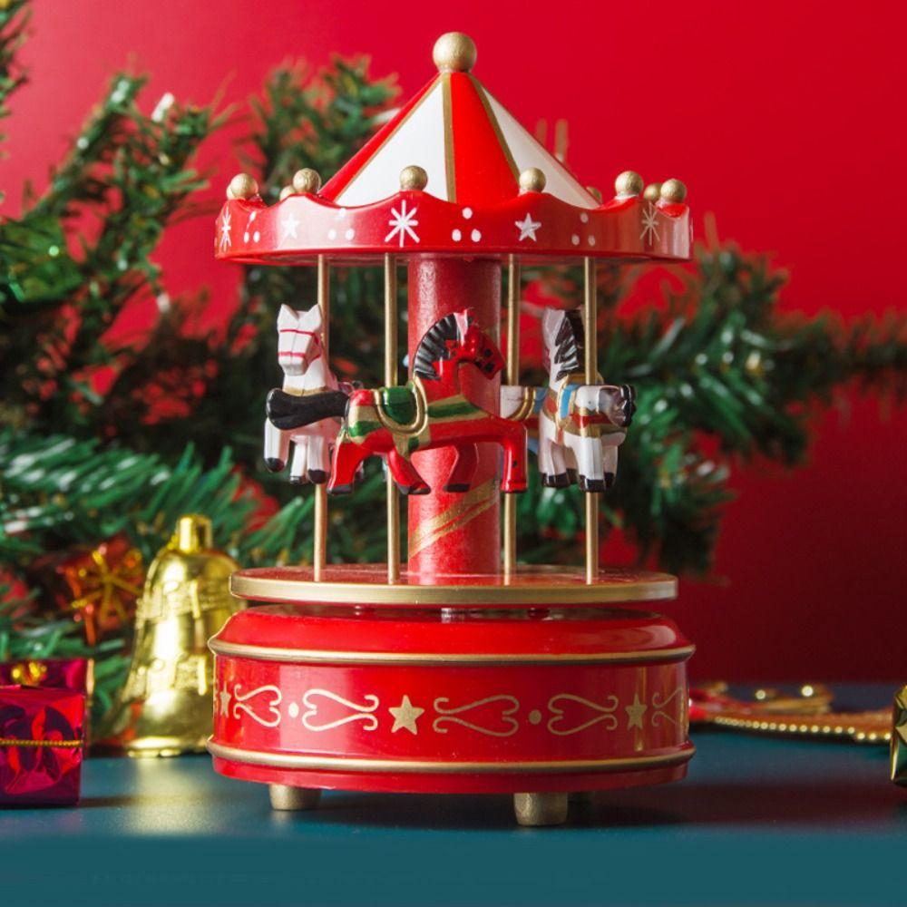 Wooden Rotating Wooden Music Box Interactive Children Gifts Musicbox  Festive Holiday Decor