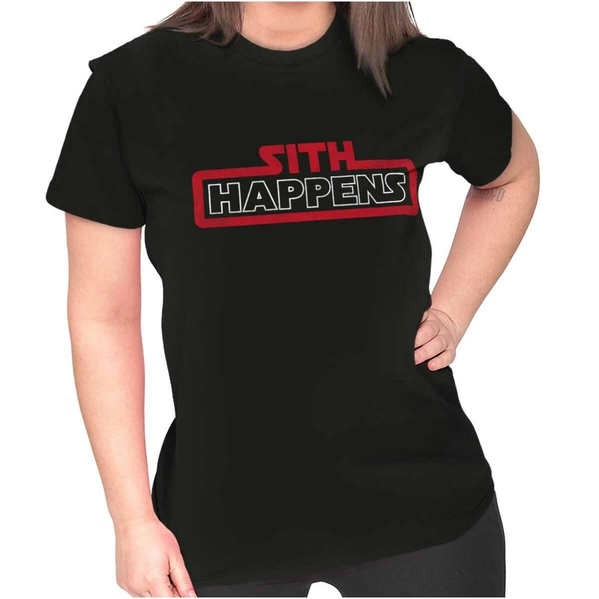 Funny Space Movie Villain Humor Sith Happens Womens Top Junior Graphic Tee XXL