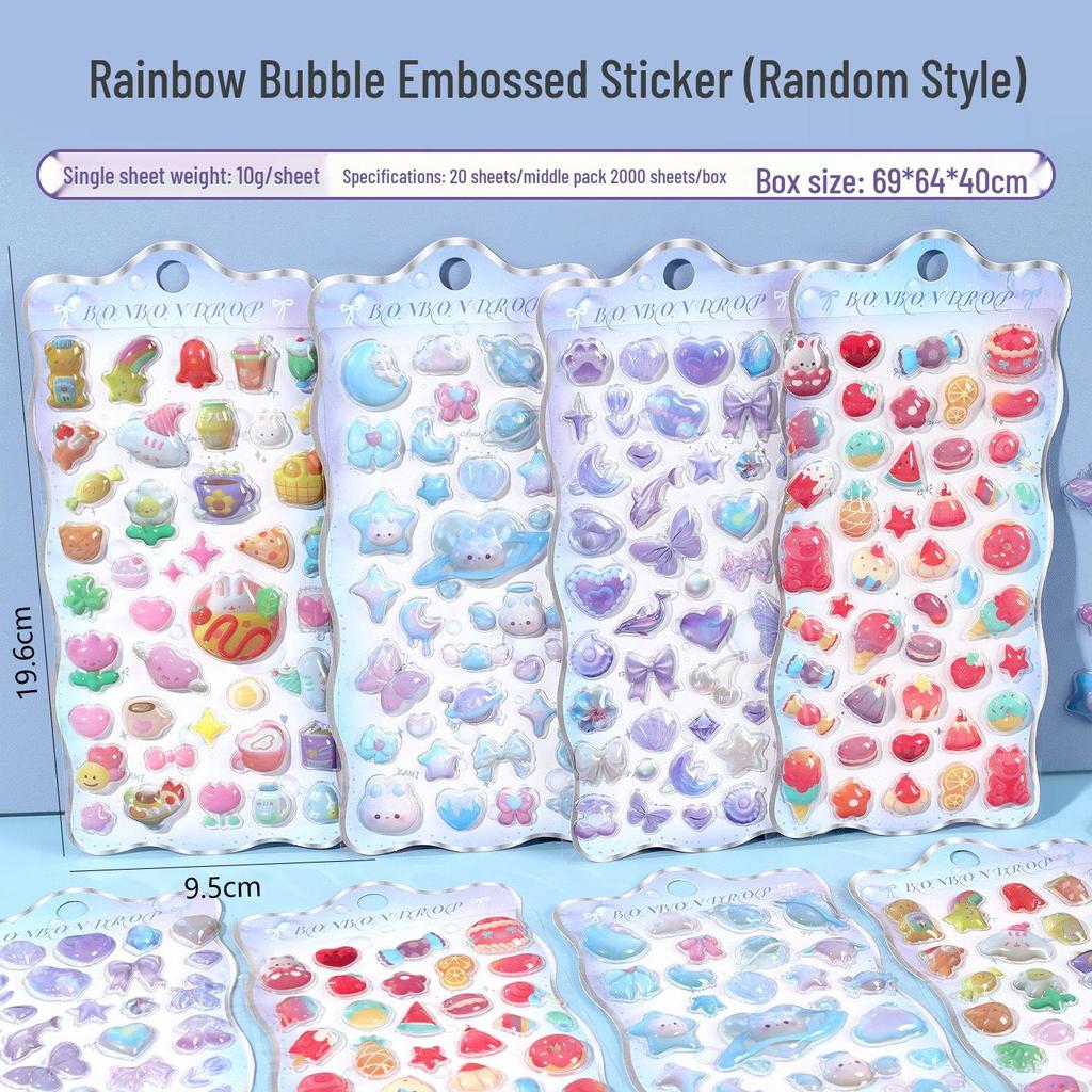 Cartoon 3D Embossed Waterproof Stickers for Children's Creative Journaling