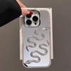 Silver Snake Mirror Phone Case for iPhone 16 Pro Max and 14 Pro - Women's High-End Style