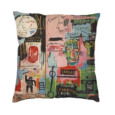 Husa de perna Basquiats New York Street Graffiti 60x60cm Husa de perna din poliester pentru canapea Fata de perna patrata Decorativa pentru casa