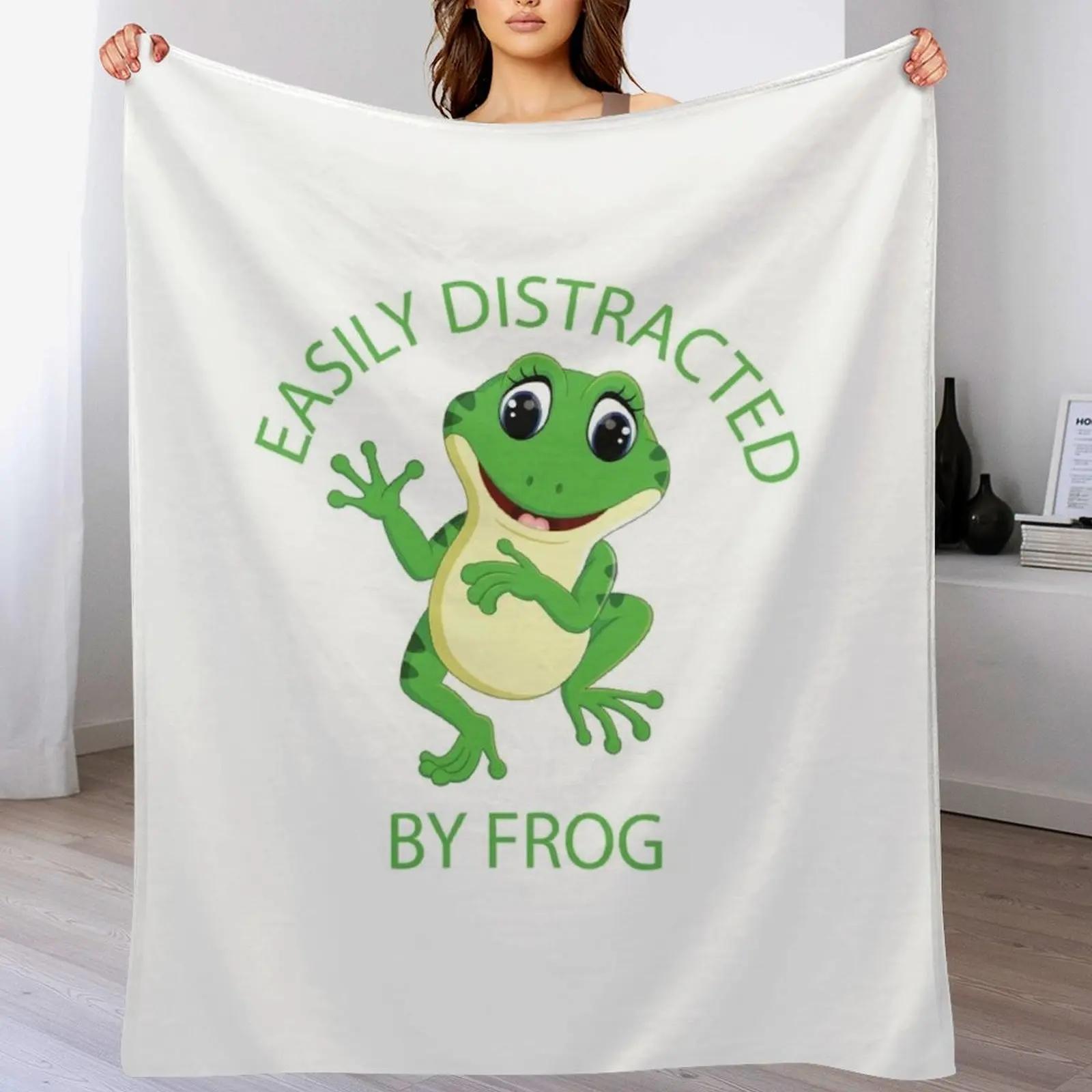 

Easily Distracted By Frog Throw Blanket Elegant Warm Throw Blanket for Hotel Home 102x76cm(40x30in)