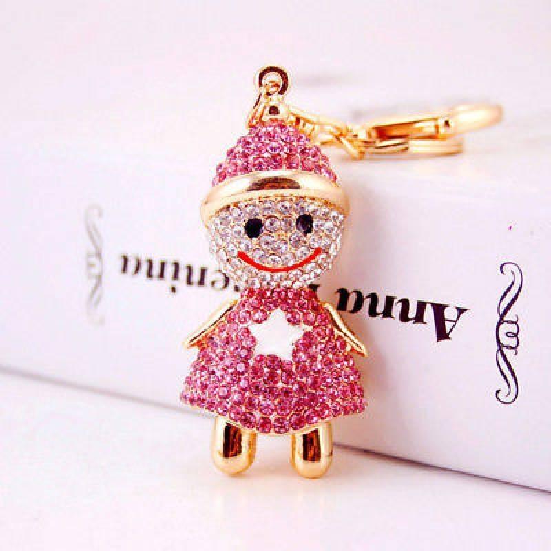

Christmas Snowman Key Chain Bag Metal Pendant Accessories Cartoon Creative Cute рожевий