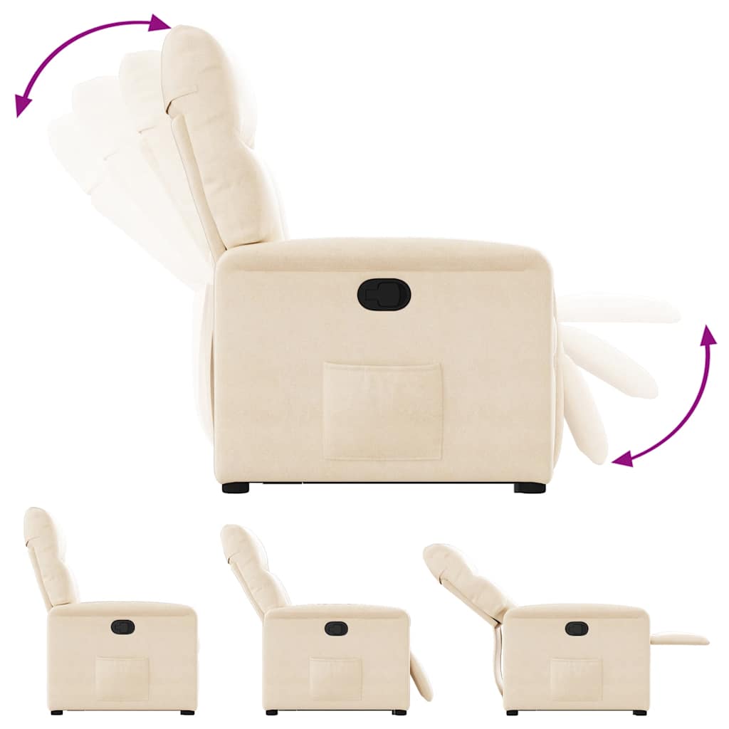 Recliner Chair with Lift Assist Beige Microfiber Fabric