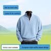 2025 EU Cross-border Men's Casual Half-Zip Hoodie | Autumn/Winter Waffle Knit Polo Shirt