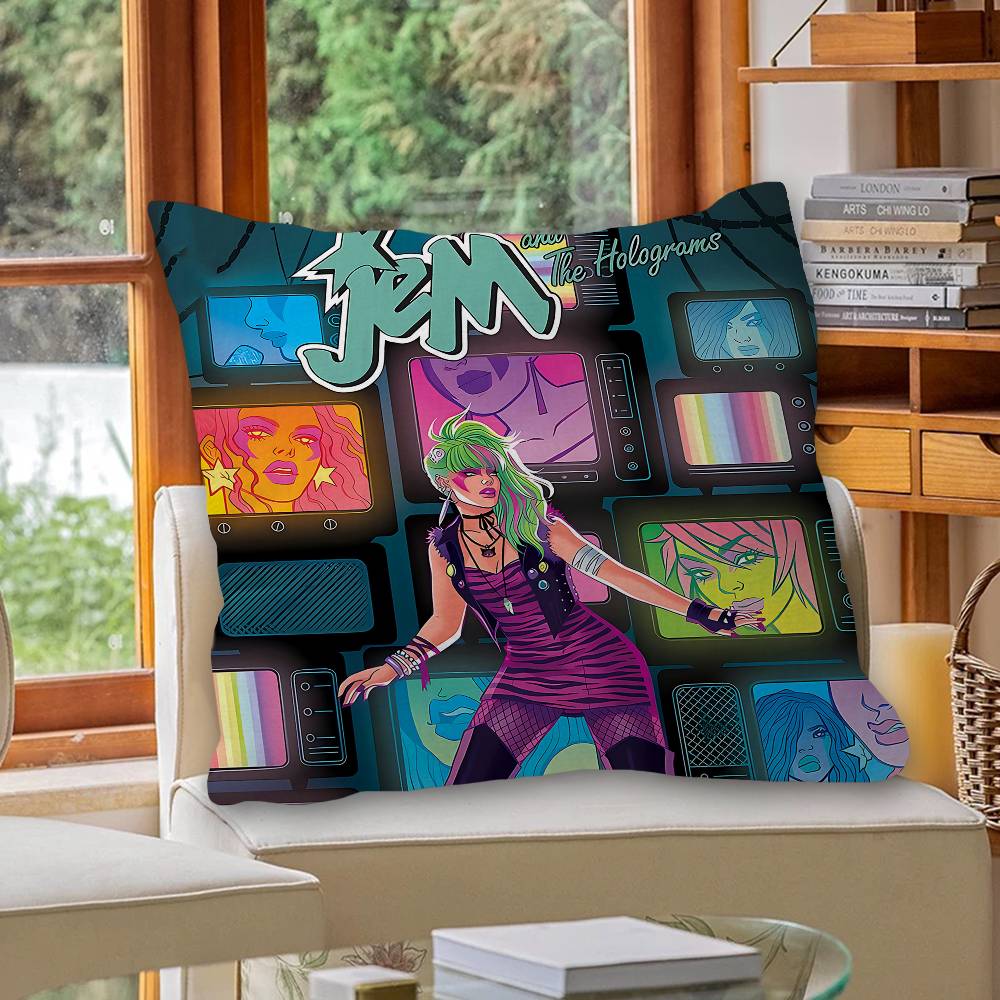 

Jem And The Holograms Movie Pillow Cover For Bedroom Room And Living Room Sofa Decorative Cushion Cover double sided printing:30x30 cm