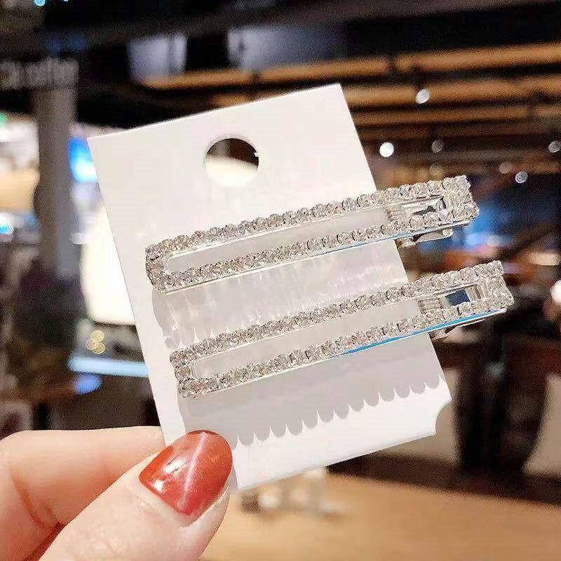 Geometric Hairpins Diamond Crystal Rhinestone Bling Hair Clip Women Girl