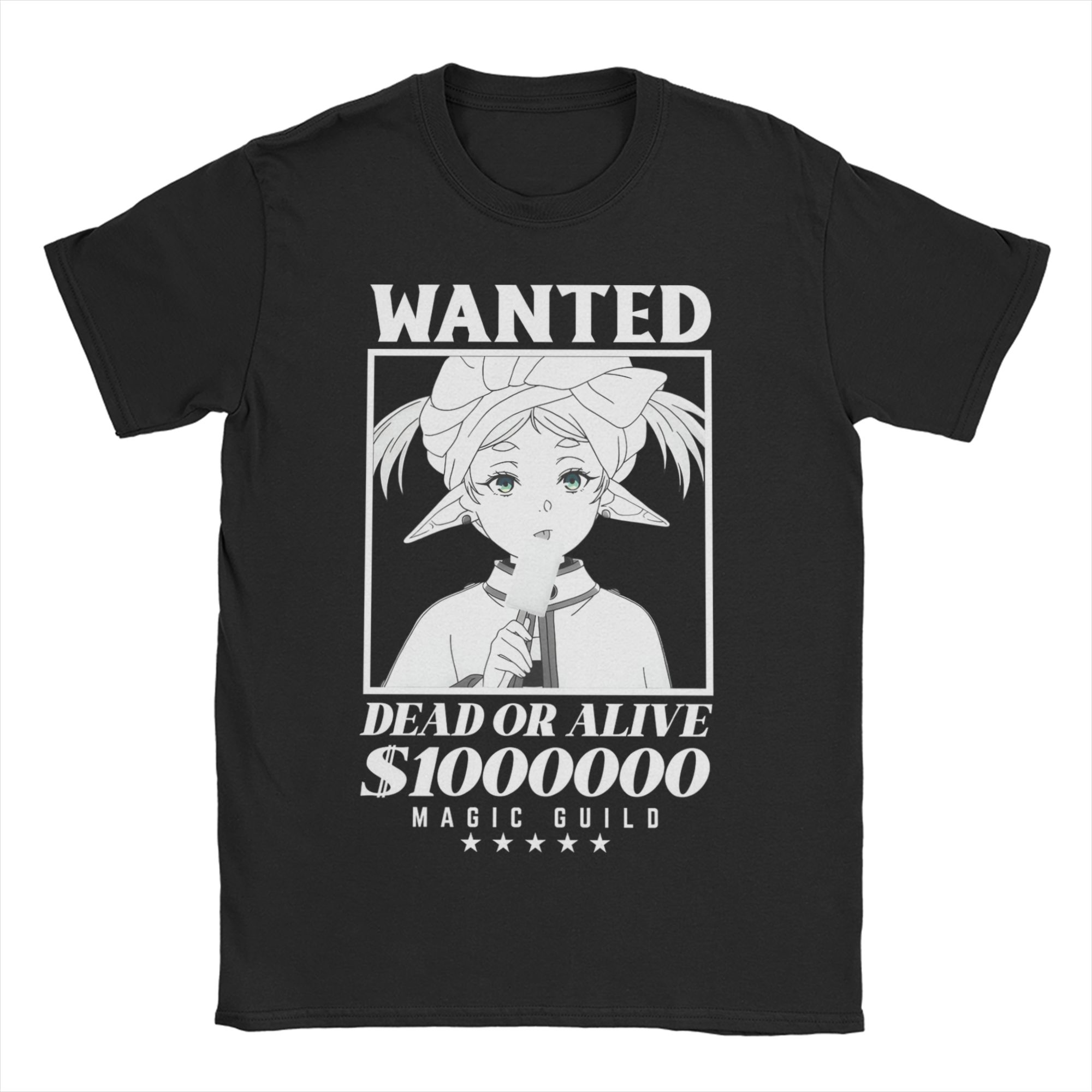 

Frieren Magic Guild Wanted T Shirt Unisex Women s Cotton Funny T-Shirts Crew Neck Tees Short Sleeve Clothes Party S
