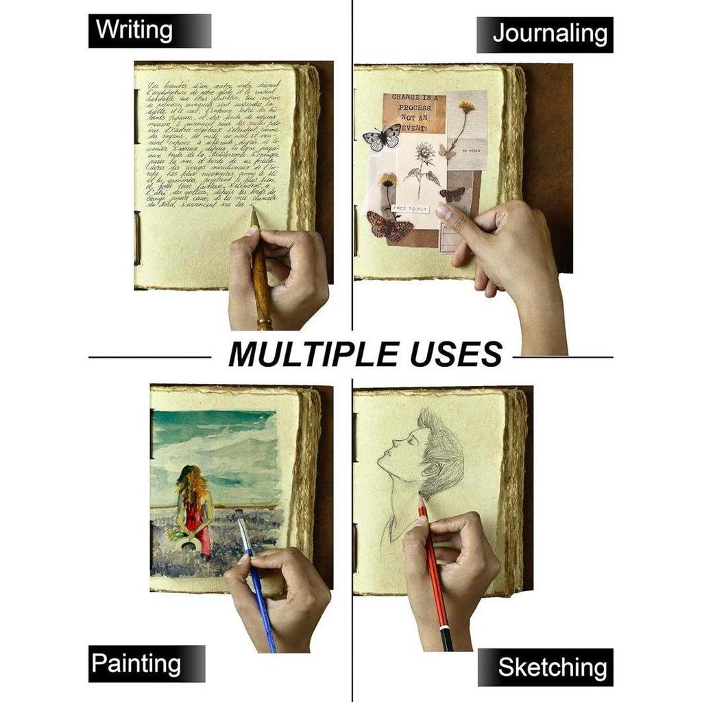 Vintage Leather Journal: Blank Book of Shadows with Deckle Edge Paper