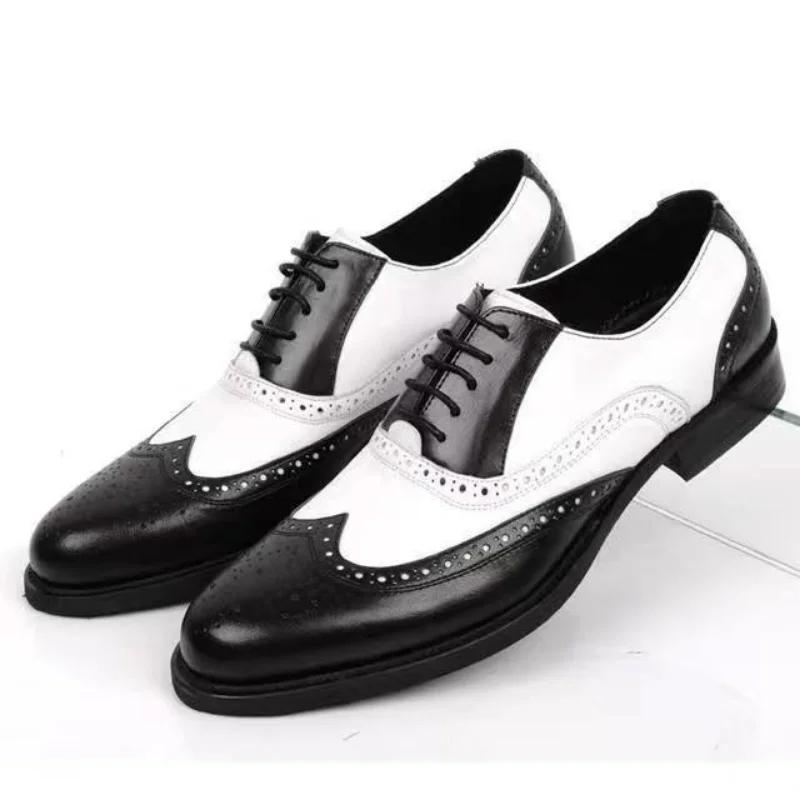 Zapatos Para Hombres Retro Colored Men Shoe New Block Carved Casual Shoes All Match Social Shoe Male Business Dress Leather Shoe