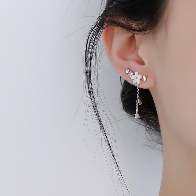 Simple Shell flower tassel earrings woman jewelry gift