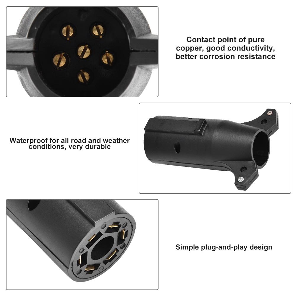 12V 7Pin to 6Pin N&S Trailer Socket Adapter Plug Converter Connector for Trailer Caravan