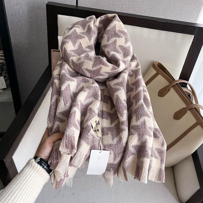 

Супермягкий роскошный классический зимний шарф из кашемира с цветком 60x210cm