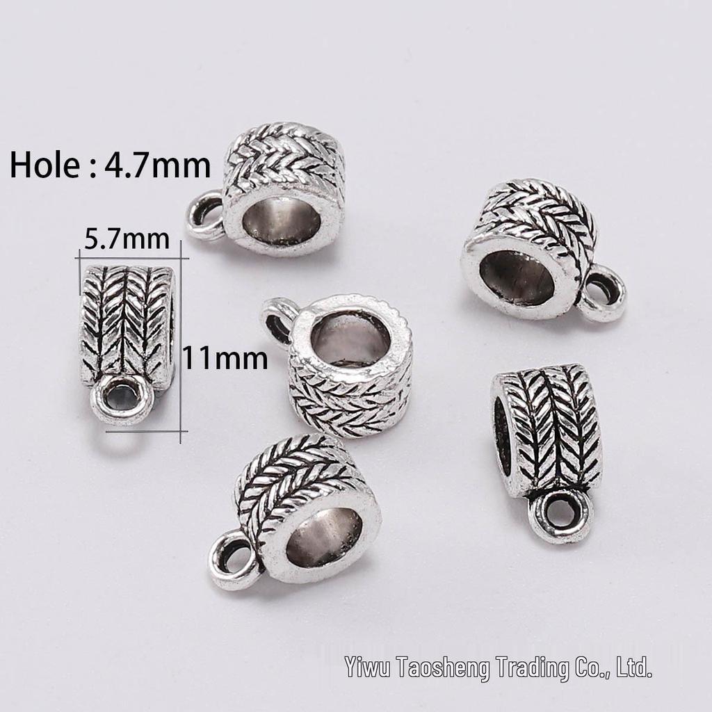 DIY šperky doplňky: Starožitné stříbrné distanční korálky s velkým otvorem pro náramky Pandora a trojcestné náhrdelníky - Sada 20 kusů.