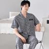 Pajamas Men's Summer Cotton Short Sleeve Trousers Men's Thin Summer Large Size Half Sleeve Men's Summer Loungewear Set