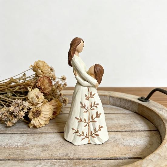 Ornament Three-Dimensional Texture Mother-Daughter Embrace Symbolizing Family Ties Synthetic Resin Hug Sculpture