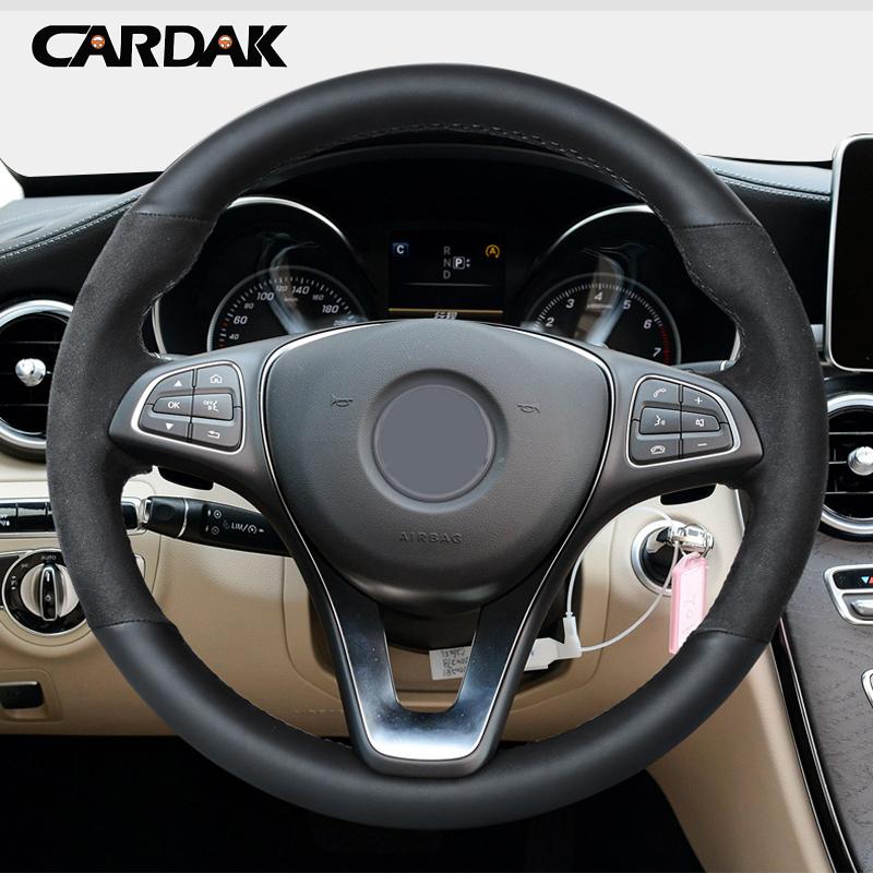 CARDAK Autostuurhoes Rode Markering Zwart Suede Voor Mercedes-Benz C180 C200 W205 C300 B200