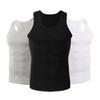 Menn Sport Vest O-hals Ermeløs Fitness Vest Slim Fit Ensfarget Tank Top Stretchy