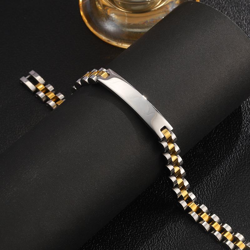 New light luxury titanium steel strap three beads curved brand can be engraved couple high-end strap jewelry