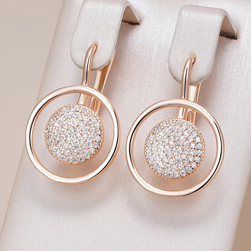 Luxury Full Zircon Circle Drop Earrings Fashion Women Gold Color Earrings Match Rings Fashion Costume Jewelry Sets