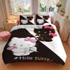 3pcs Hello Kitty Devil Angel Printed Bedding Set, Soft and Comfortable Quilt Cover for Bedroom, Guest Room (1 Duvet Cover + 2 Pillowcases, P