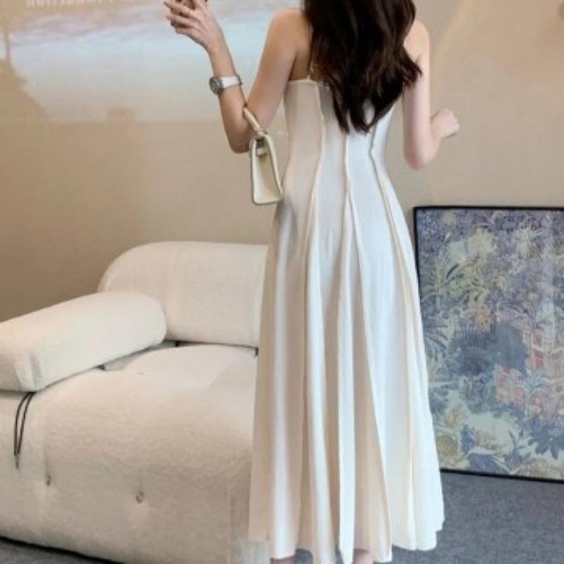 Neckholder-Kleid für Damen, Sommerkleid im französischen Stil, Taillenform-Kleid