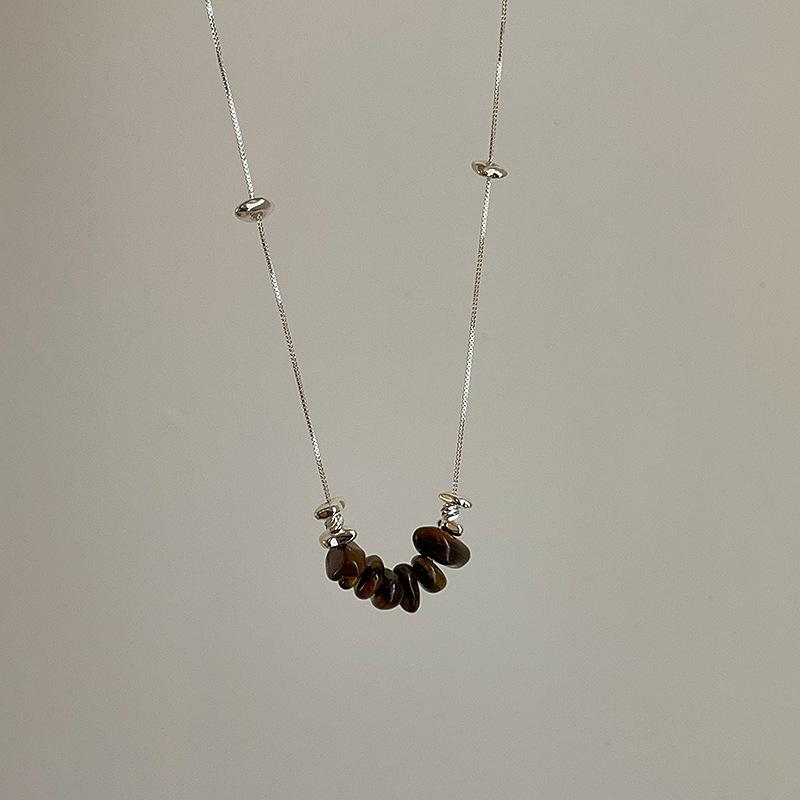 

Простое и высококачественное ожерелье с подвеской из камня тигровый глаз, женское, ретро, легкое, роскошное, модное, изысканное, универсальное, на шею, цепочка для свитера