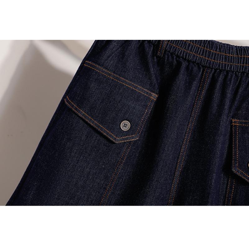 DIMANAF 2026 New Spring Summer Plus Size Women Short Pants Jeans Elastic Waist Cotton Oversize Shorts Denim Solid
