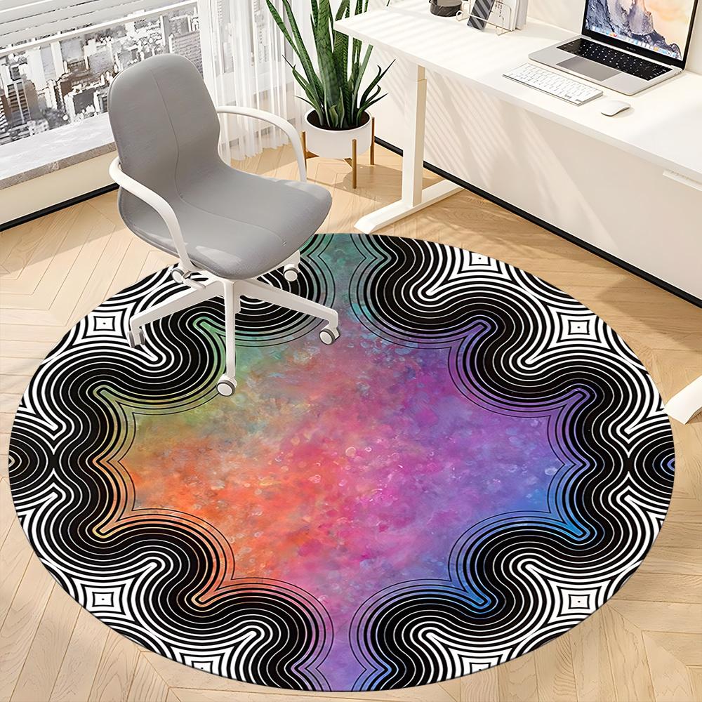 1pc Neonography Office Round Rug, Carpet for Office, Gaming, Lightweight Round Floor Mat yy260205033