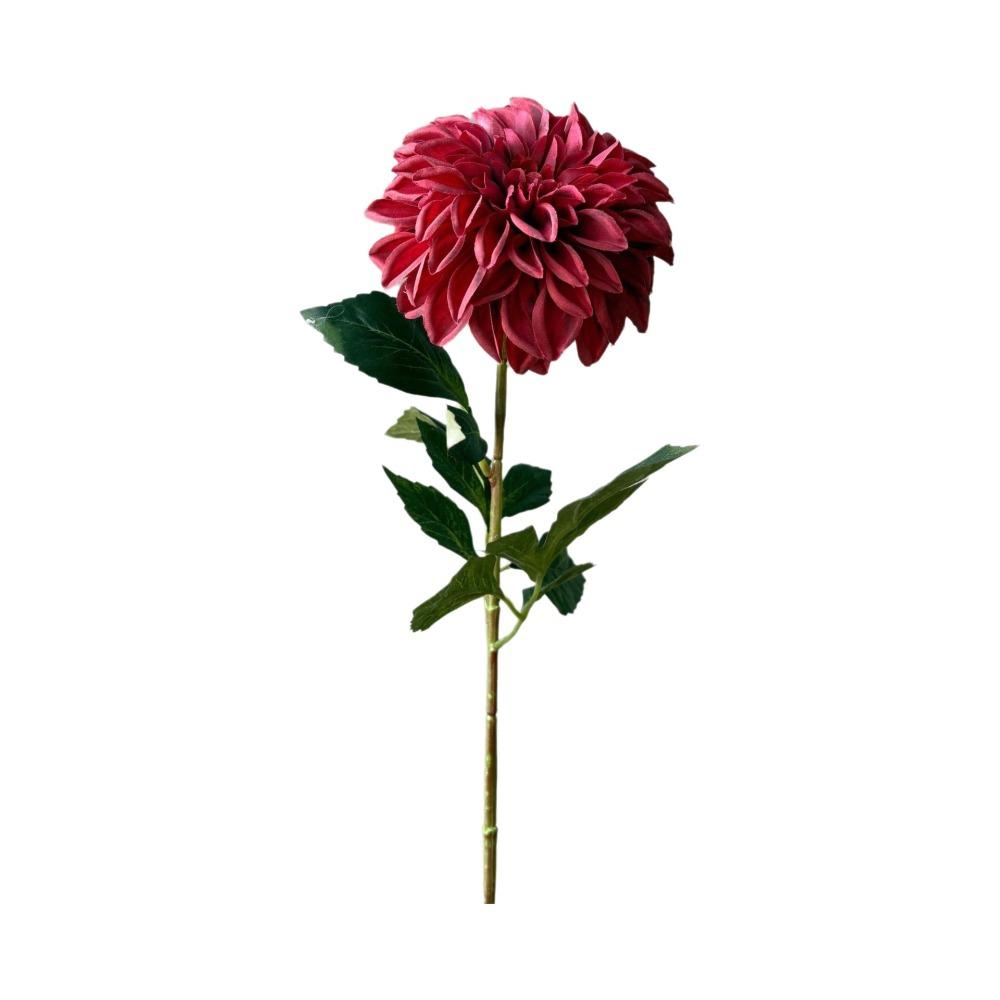 

Realistic Artificial Dahlia Branch Real Touch Faux Wedding Floral 3D Printed Dahlia Bedroom Decor темно-красного