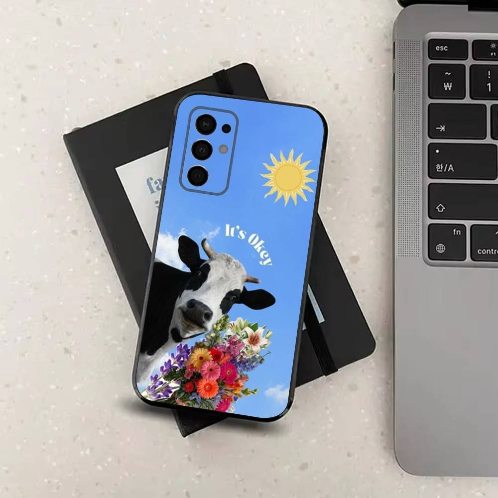 Animal Cute Dairy Cow Phone Case For Samsung Galaxy A73,31,32,72,41,J7,8,9,53,52,71,22,Note Soft Black Silicone Cover