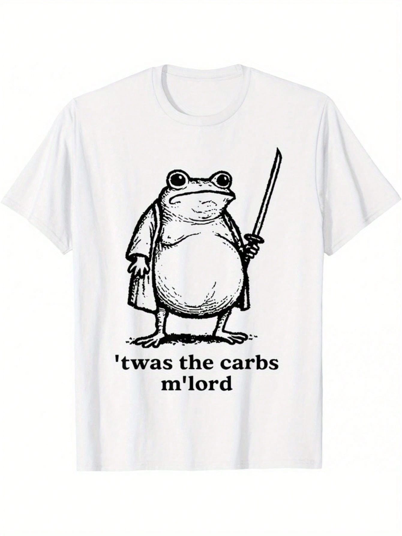 Funny TWAS The Carbs M Lord Frog Meme T-Shirt - Carb Humor Graphic Tee For S, Breathable Casual Shirt With Meme Print, Pop Culture Novelty Top For Mem S разноцветный