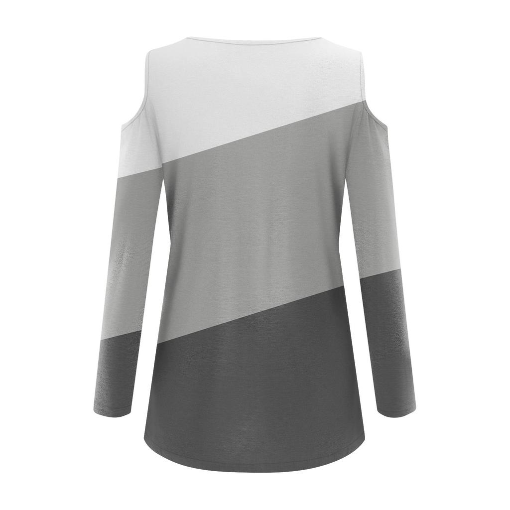 Women's Shirt Blouse Fashion Casual V Neck Print Sexy Off-the-shoulder Long Sleeve Tops