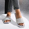 Fashion Summer New Flat Heel Rhinestone Slippers Women Fashion All-match Rhinestones Sandals Outdoor Beach Slides Slippers