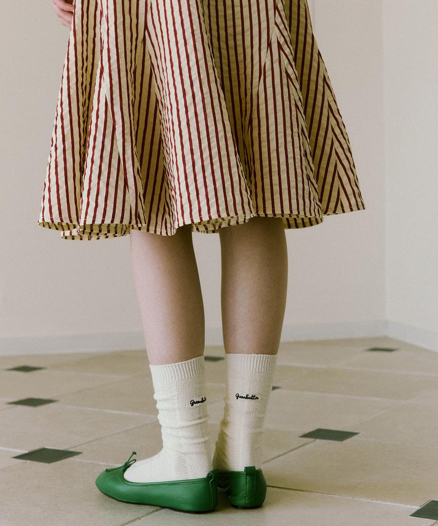 Green Butter Flare Stripe Skirt (Red)