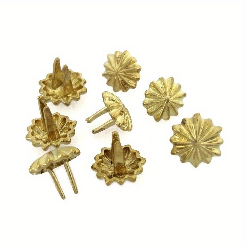 10 Stück Hochwertige Massive Messing Chrysanthemen Zacken Conchos Nieten für Lederarmband Gürtel Dekor Taschenriemen Karabinerhaken 12mm