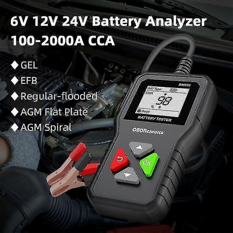 Bm550 Car Battery Tester 6v 12v 24v 100-2000 2ah-220ah Battery System Detect Auto Battery Analyzer