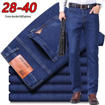 Men’s Dad Style Stretch Jeans - Casual Straight-Leg Pants for Spring and Autumn.