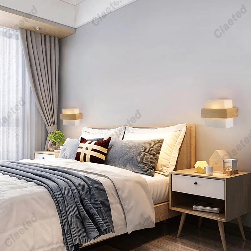 12 Style Creative Solid Wood Wall Lamp Indoor Decor Lamp Bedroom Bedside Lamp European Living Room Corridor Aisle Staircase Lamp