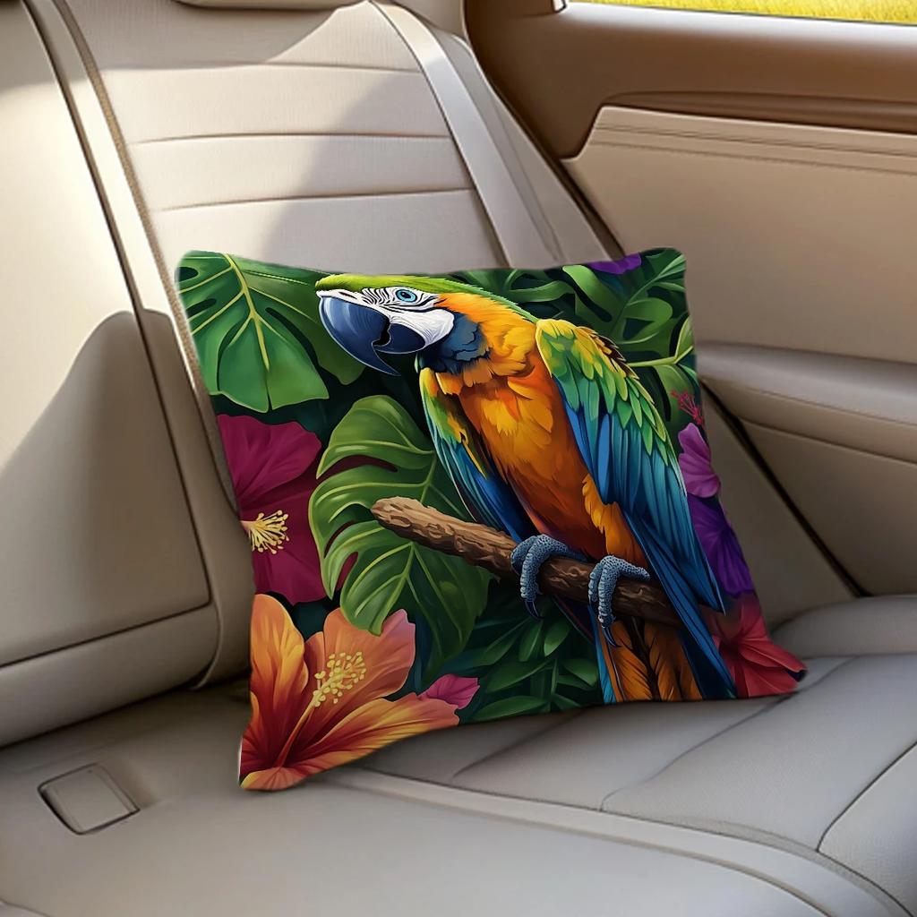 1pcs/4pcs Tropical Parrot Cushions Pillowcase Polyester Cushion Cover Throw Pillow Pillowcover Home Car Sofa Decor