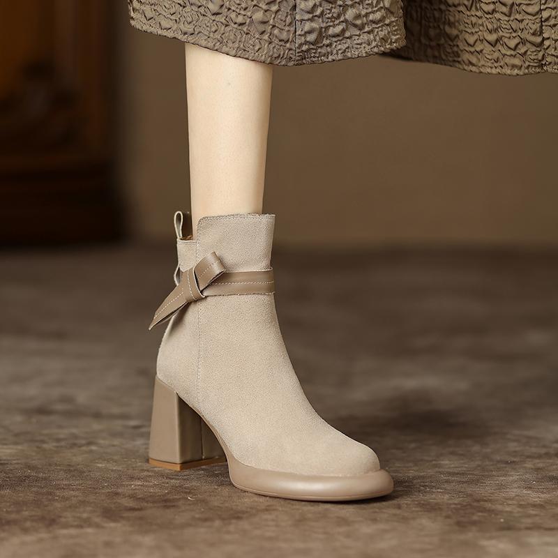 Fashion 2025 New Autumn Women Boots Round Toe Chunky Heel Cow Suede Leather Women Shoes Short Modern Boots Daily Shoes Platform Boots
