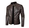 European size European and American style leather jacket men's clothing fleece thickened autumn and winter lapel collar PU leather jacket men's y