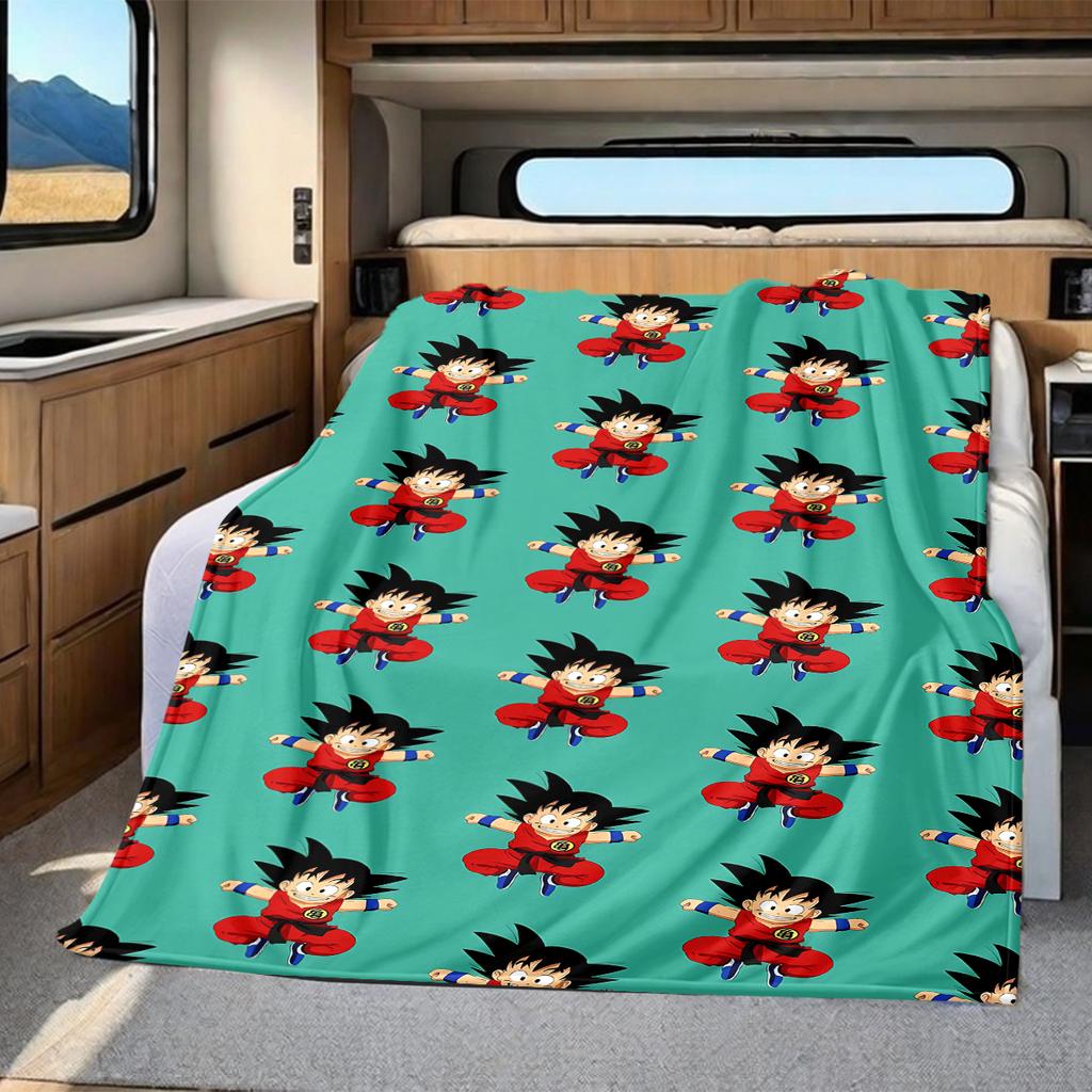 1PC Son Goku  Print Flannel Blanket, High Quality All Seasons, Home Decor, Warmth and Comfort, Perfect for Christmas Gifts