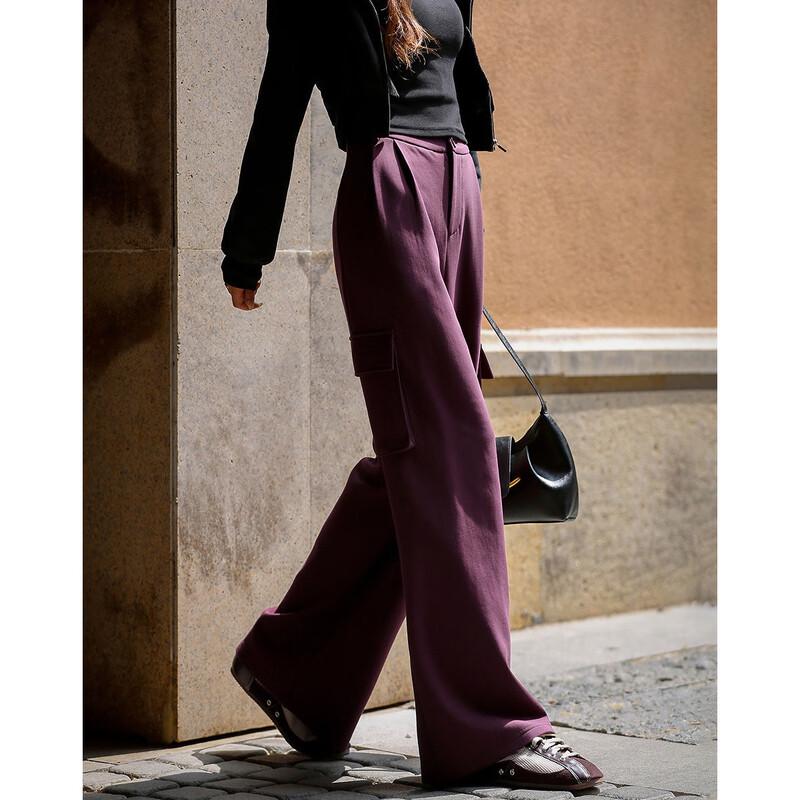 

Demana Women s Fluffy Air Layer High-Waist Wide-Leg Sweatpants L