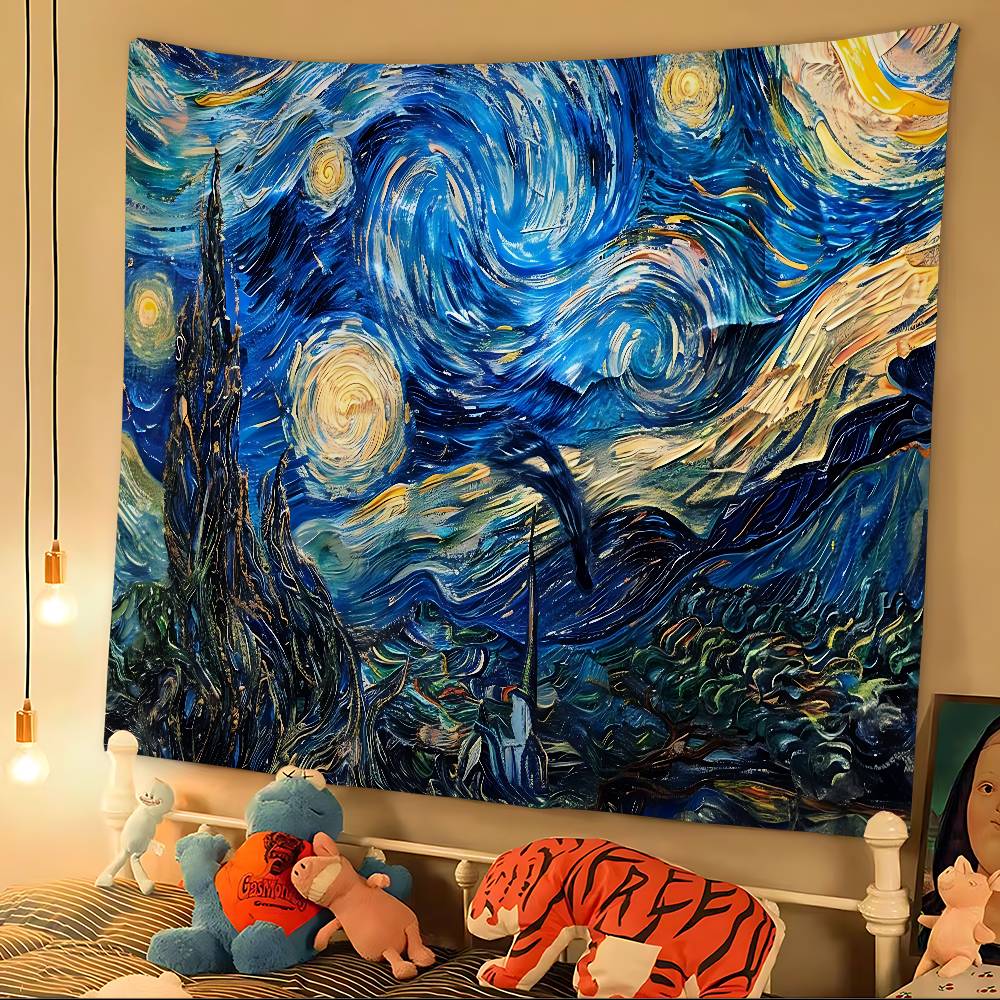 Van Gogh Oil Paintings DIY Wall Tapestry Hanging Tarot Hippie Wall Rugs Dorm Home Decor